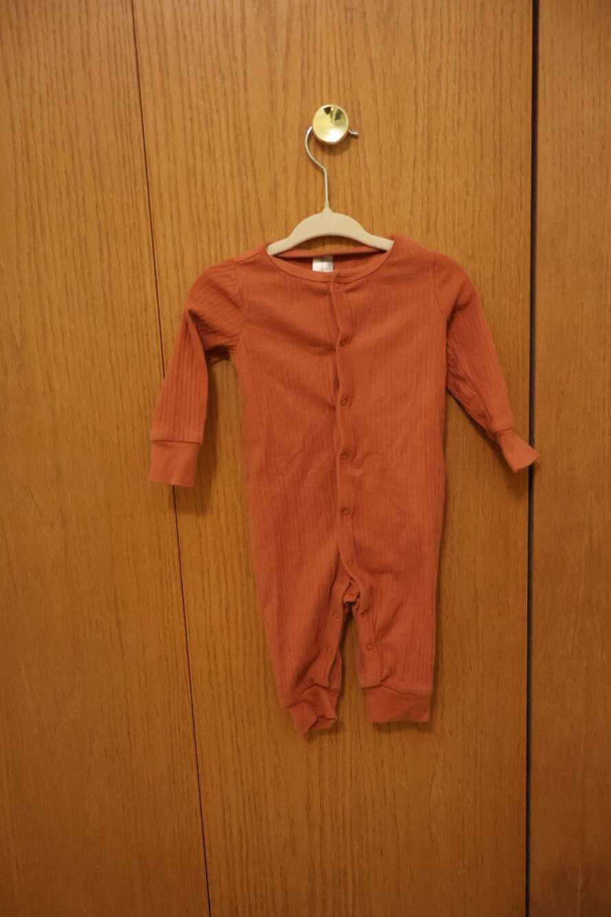 Modern Moments by Gerber Rust Ribbed Long Sleeve Baby Romper Size 3-6M
